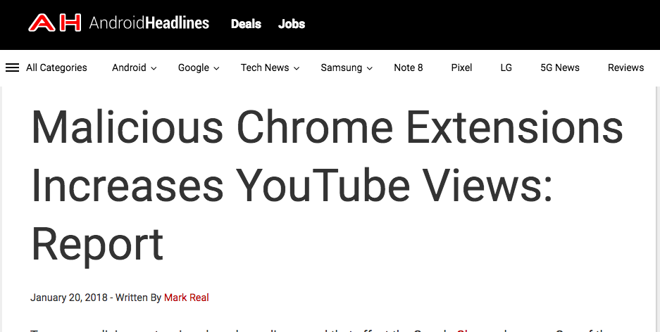 Malicious Chrome Extensions Increases YouTube Views