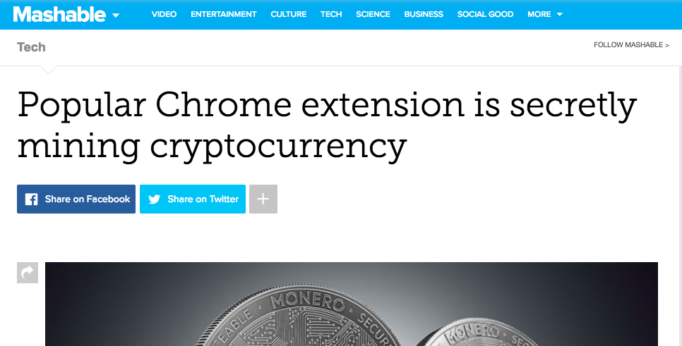 Popular Chrome extension is secretly mining cryptocurrency