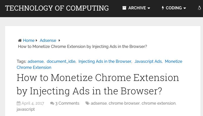 Monetize Chrome Extension by Injecting Ads in the Browser