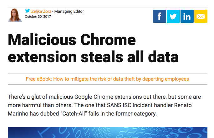 Malicious Chrome extension steals all your data